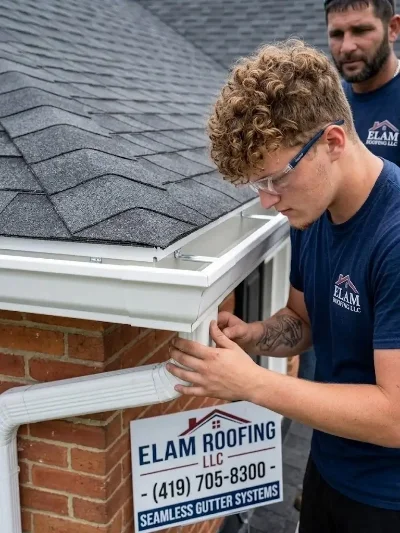 Seamless custom gutters installed on modern home