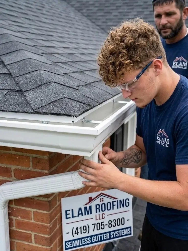 Newly installed residential gutters